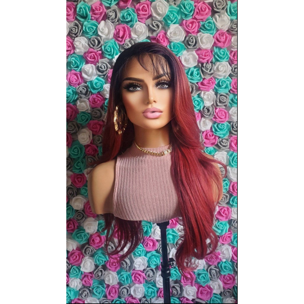Human hair blend lace front wig